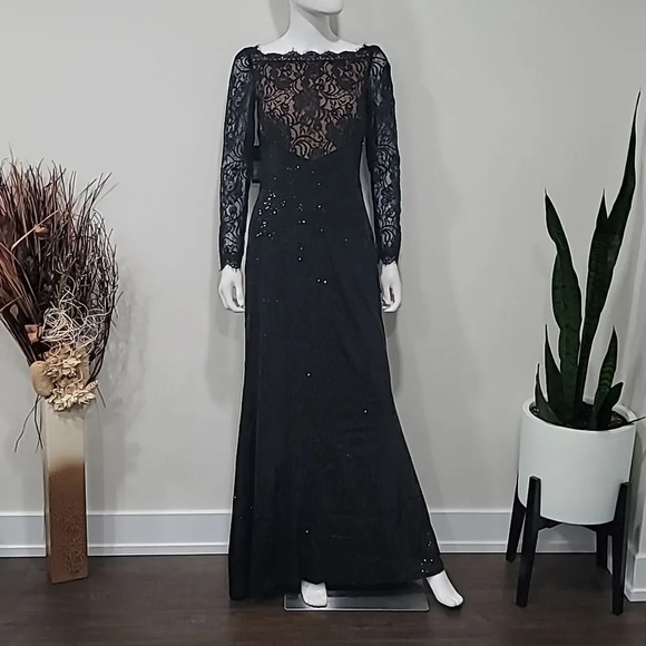 TADASHI Shoji AQUILA LACE SEQUIN GOWN - Picture 3 of 15